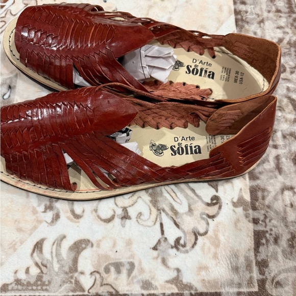 Brown Leather Huarache Sandals - Picture 3 of 6